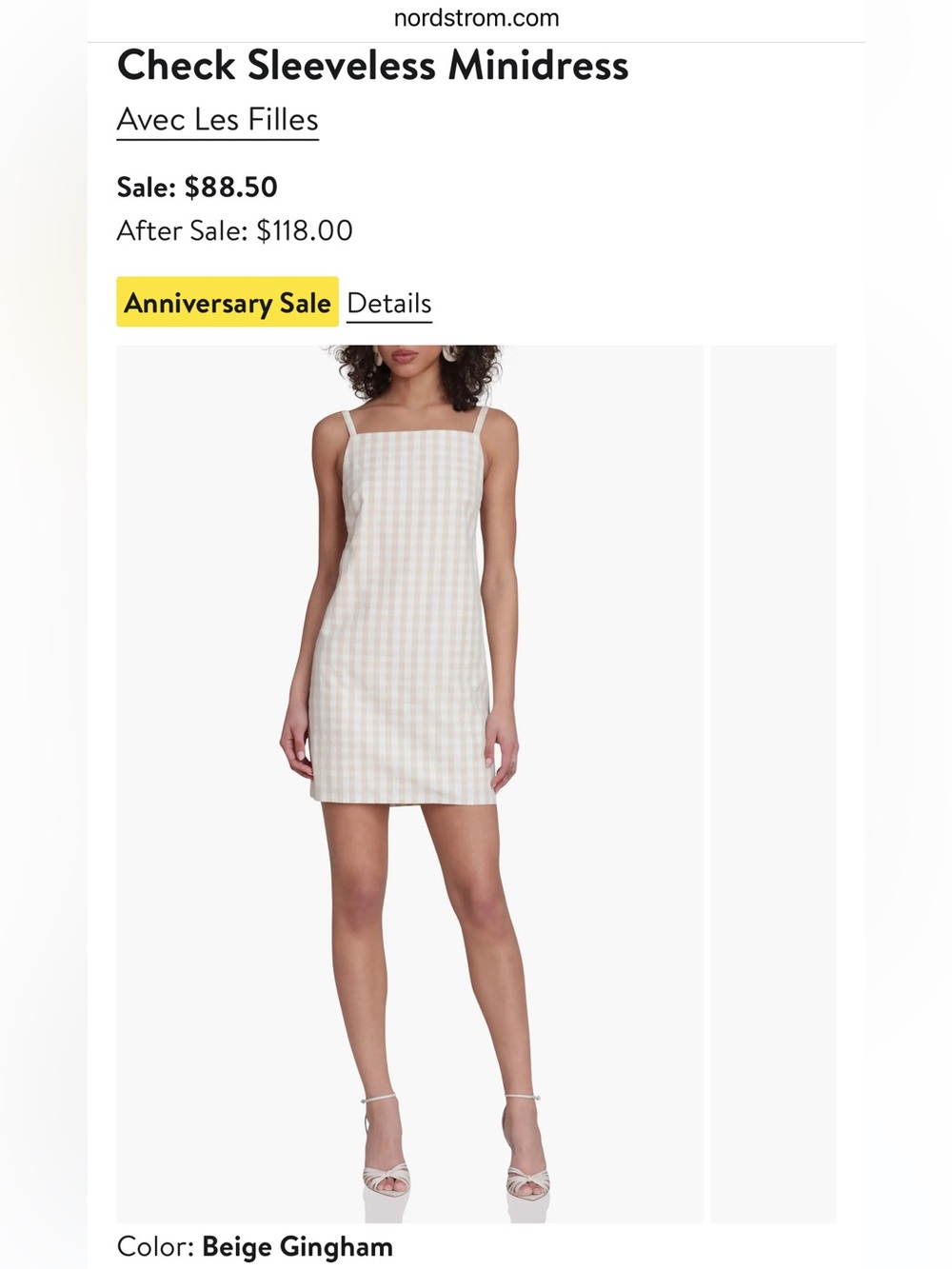 Avec Les Filles Women's Gingham Square-Neck Mini Dress